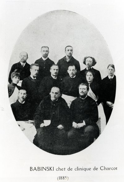Charcot with his chef de clinique, Babinski and a group of interns and doctors at the Salpetrière Hospital, Paris by French Photographer